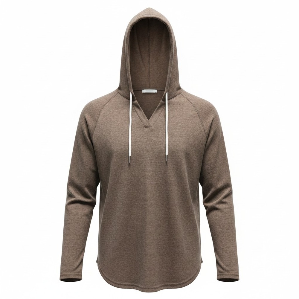 V-Neck Hoodie Women Large Brown Excellent Lightweight Pullover
